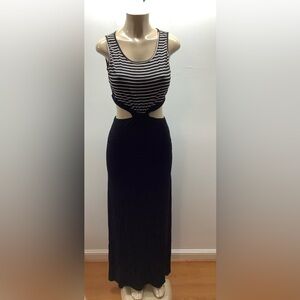 LeShop Size Medium Black and White Striped Cutout Maxi Dress. New With Tags.